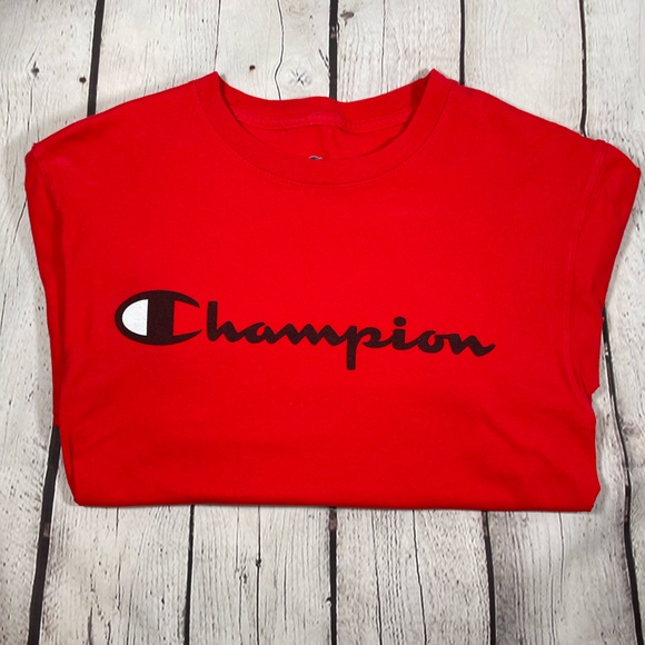 Champion Mens Small Graphic Cotton Tee Script Red Logo - Picture 6 of 7